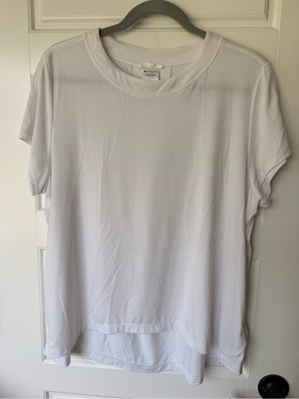 Athleta Light White Relaxed Short Sleeve Crew Tee